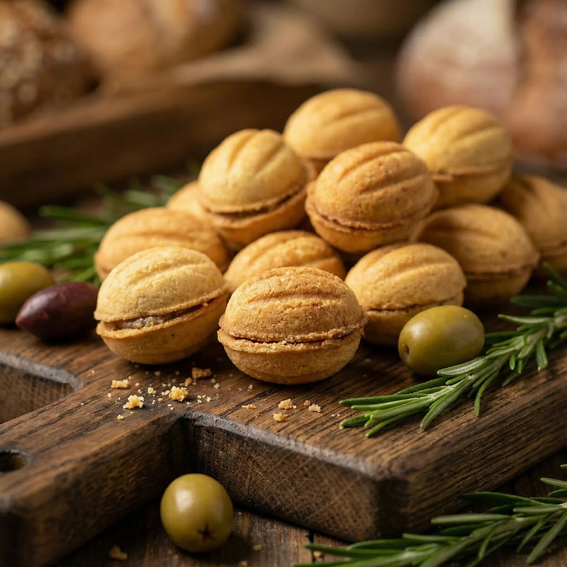 Καρυδάκια με πάστα ελιάς, λιαστή ντομάτα και καρύδι