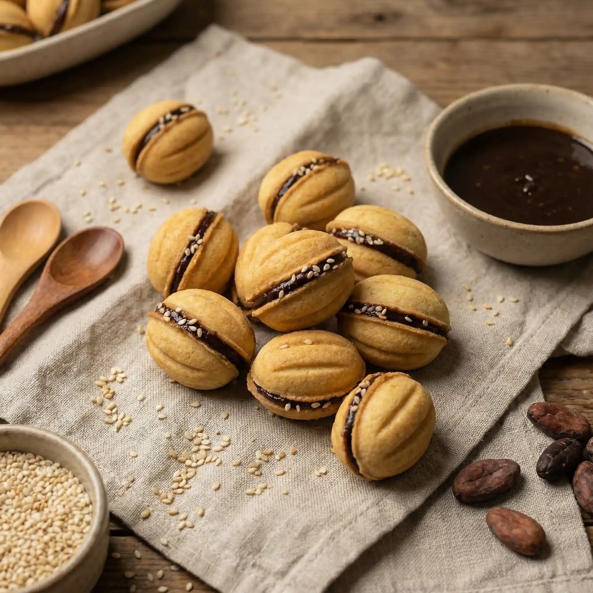 Καρυδάκια με ταχίνι και κακάο